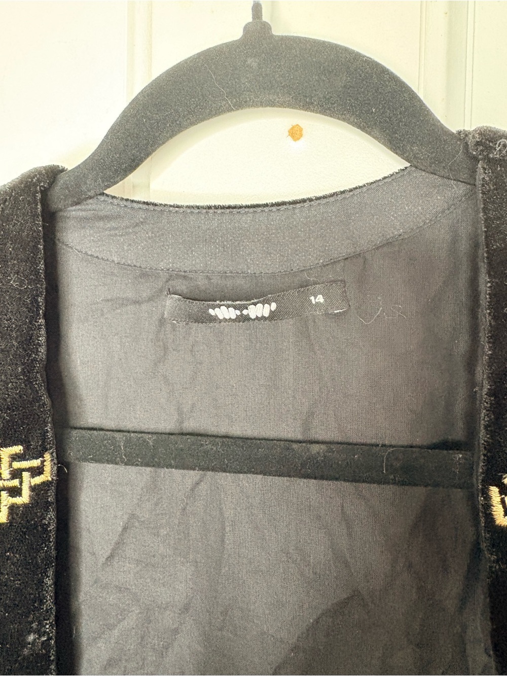 Black Velvet Embroidered Fringe Open-Front Robe - Picture 6 of 16